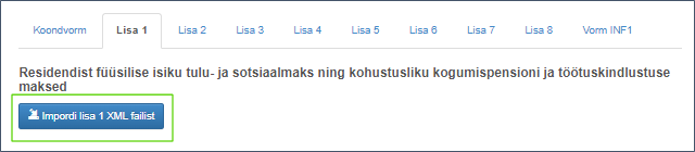 TSD lisa 1 "Impordi lisa 1 XML-failist"