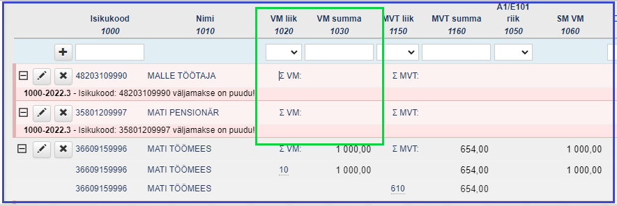 TÖR andmetega TSD eeltäitmine e-MTAs