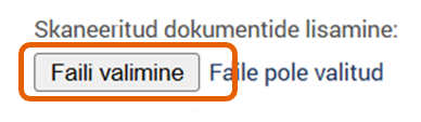 Arve faili üleslaadimiseks vajutage taotluse lõpus nupule „Faili valimine“.