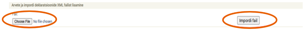 Faili lisamiseks vajutage esmalt nupule „Choose File“, valige fail ning seejärel vajutage nupule „Impordi fail“.