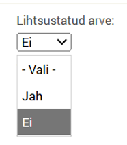 Valige, kas arve on lihtsustatud.