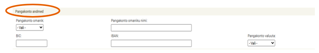 Märkige kas enda või volitatud isiku pangakonto andmed, kuhu tagasimakse summa laekub.